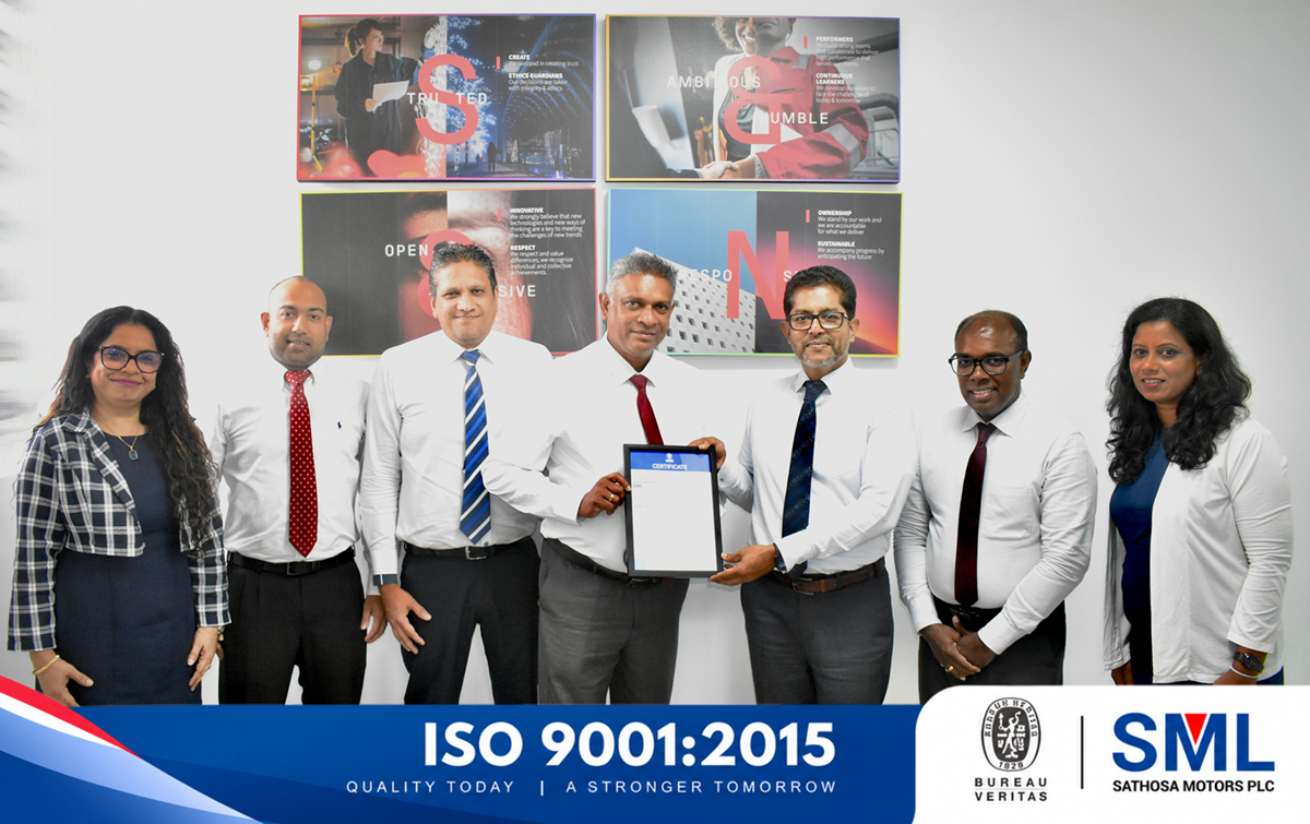 Sathosa Motors PLC Achieves ISO 9001:2015 Certification, Reinforcing Commitment to Quality Excellence